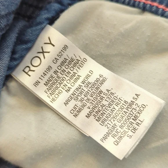 Roxy Denim Blue Beach Shorts Drawstring - Size M - Picture 6 of 8